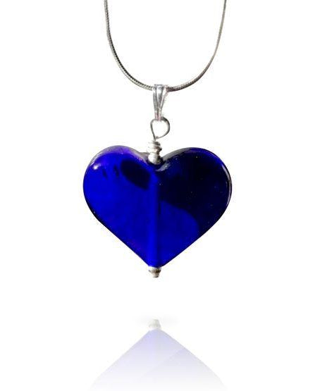 Bristol blue glass hear necklace