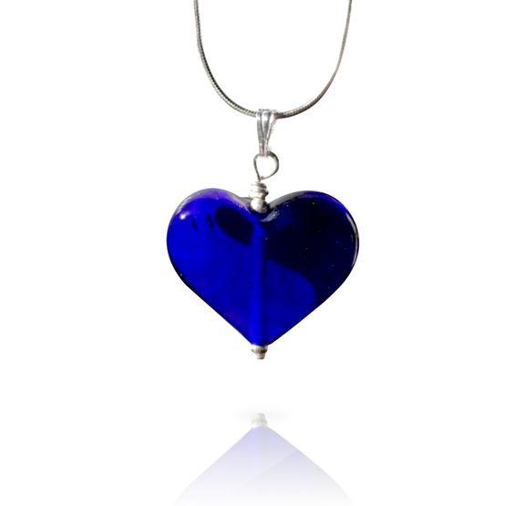 Bristol blue glass hear necklace