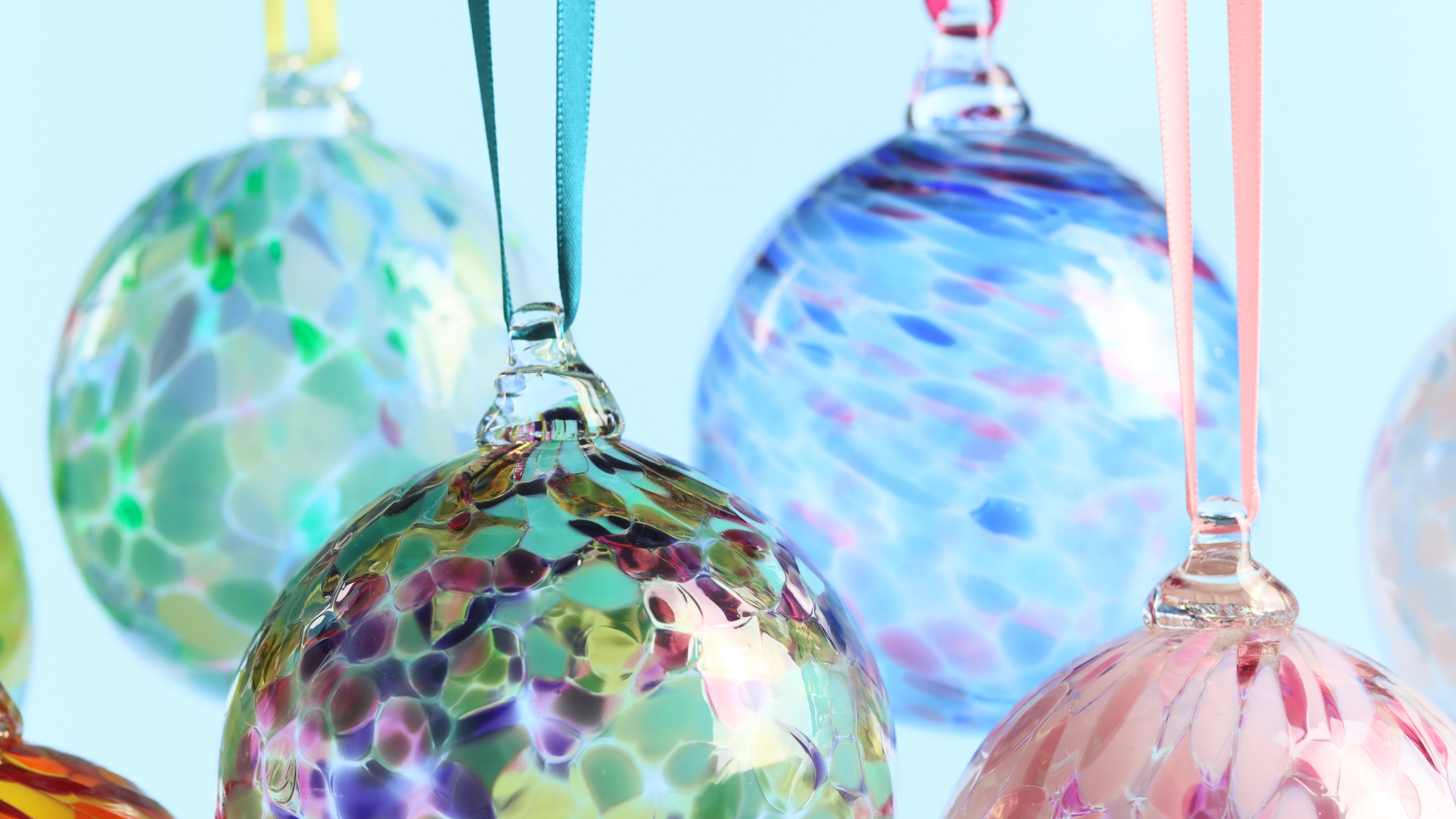 Handmade glass baubles to buy at The Original Bristol Blue Glass