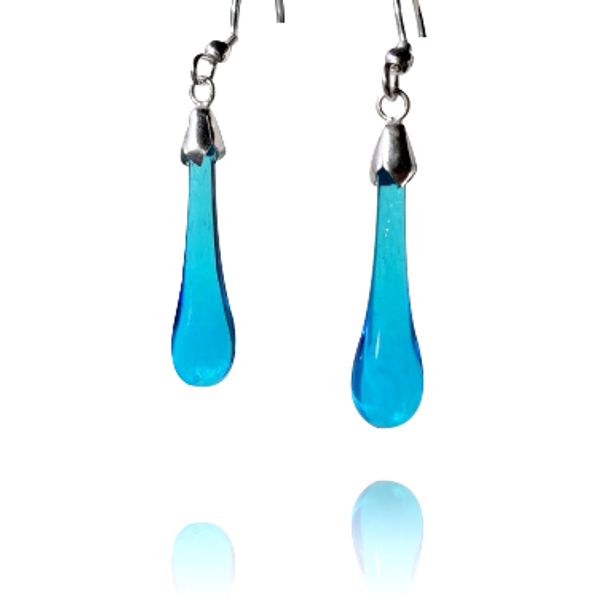 Aqua blue pendant drop earrings