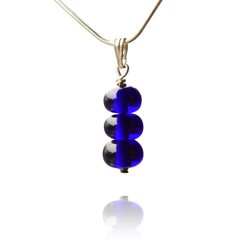 Blue Glass Bead Pendant Necklace