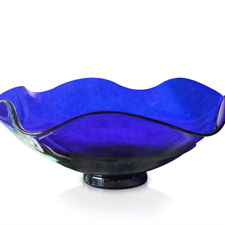 Bristol blue glass fluted dish to buy - approx width 32cm