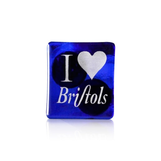 "I Love Bristols" Blue Glass Magnet