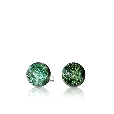 Lime & Gold Dichroic Glass Stud Earrings