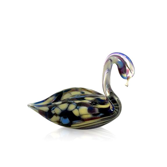 Multicoloured Glass Mini Swan Sculpture