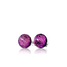 Purple Dichroic Glass Stud Earrings