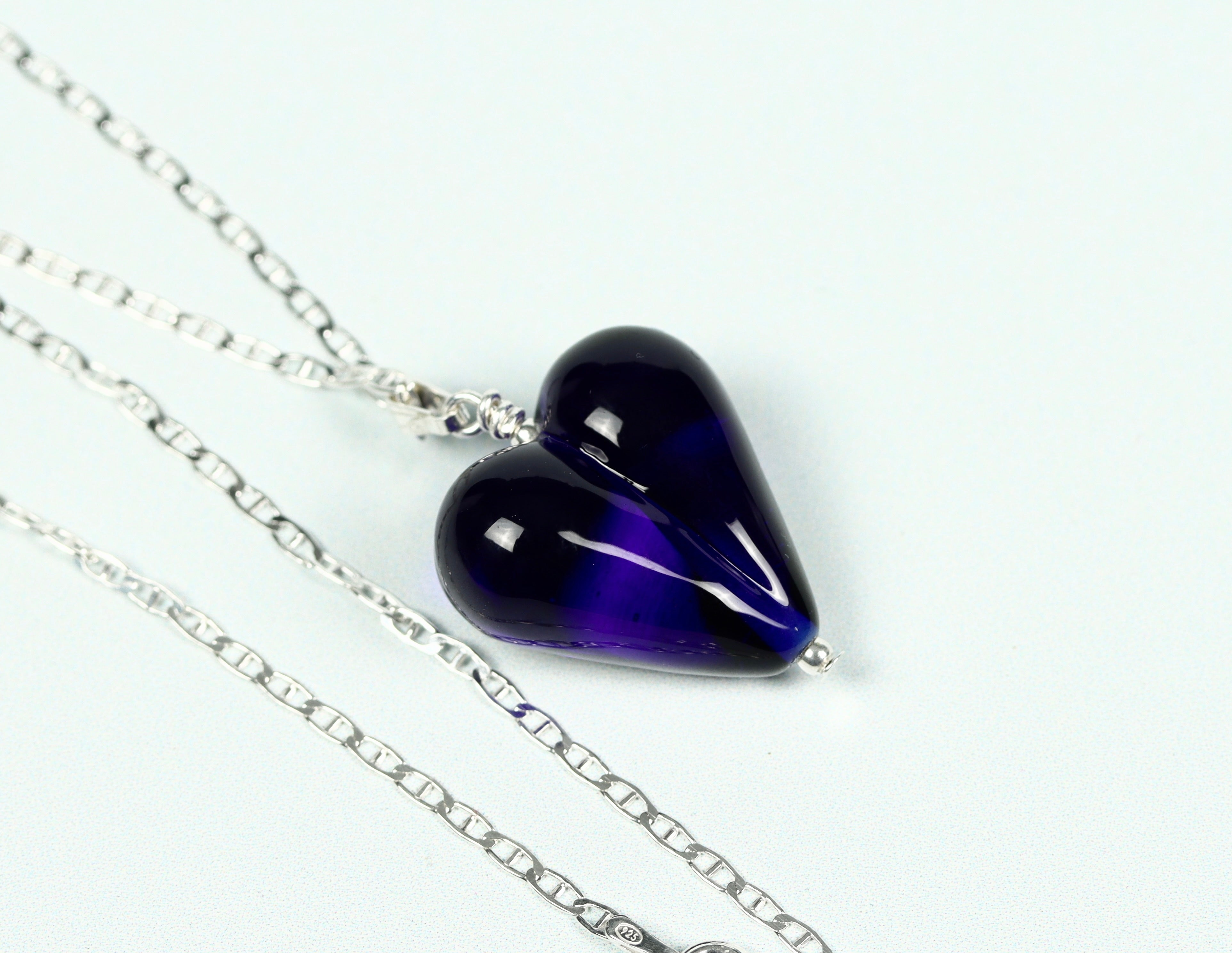 Bristol blue glass hear necklace