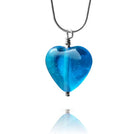 Aqua Blue Glass Heart Pendant Necklace