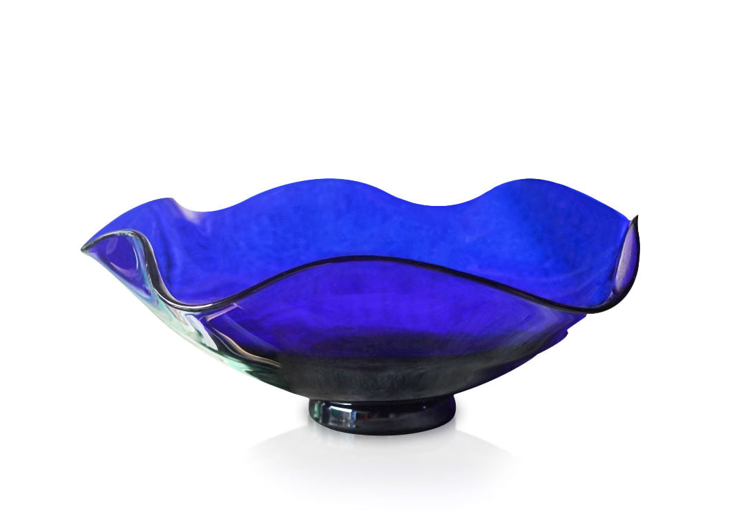 Bristol blue glass fluted dish to buy - approx width 32cm