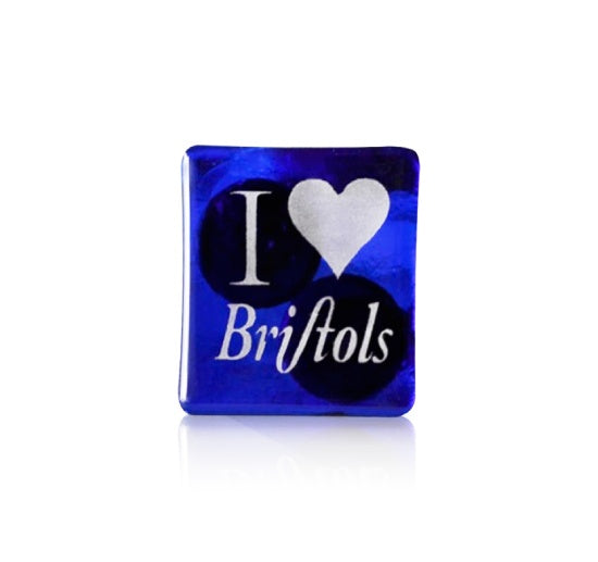 "I Love Bristols" Blue Glass Magnet