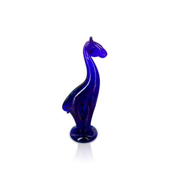 Small Blue Glass Giraffe Sculpture