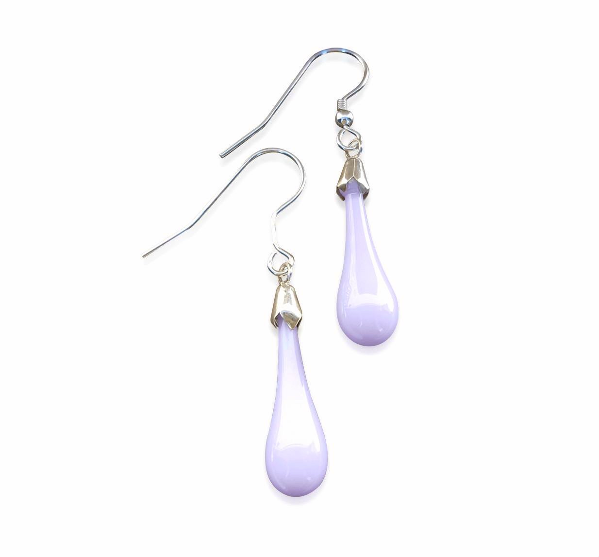 Pastel Pink Glass Hook Drop Earrings