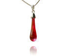 Ruby red glass drop pendant necklace