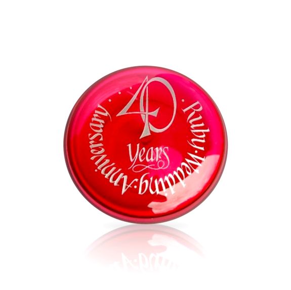 40th Anniversary Ruby Red Glass Paperweight